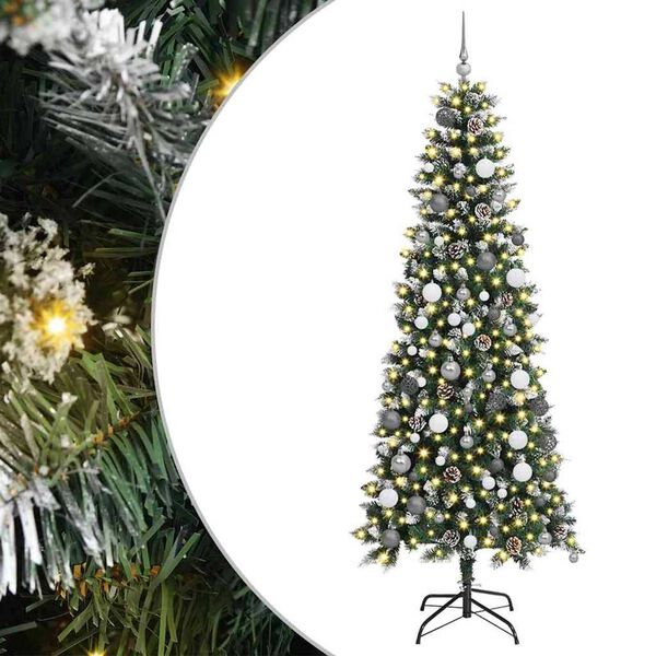 vidaXL Artificial Christmas Tree with 300 LEDs with Stand Green 210 cm