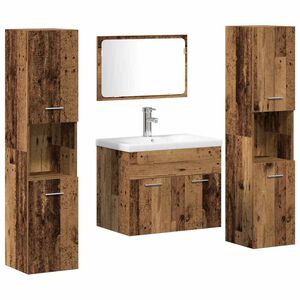 vidaXL Bathroom Furniture Set 4 pcs Old Wood Engineered Wood
