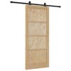 vidaXL Sliding Door Natural and Black 86 x 198.5 cm Solid Pine Wood