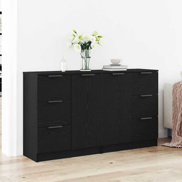 vidaXL Sideboard Black Oak 120 x 30 x 70 cm Engineered Wood
