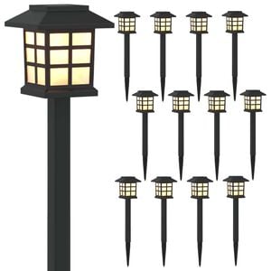 vidaXL Outdoor Solar Lights with Ground Spike 12 pcs Warm White PP
