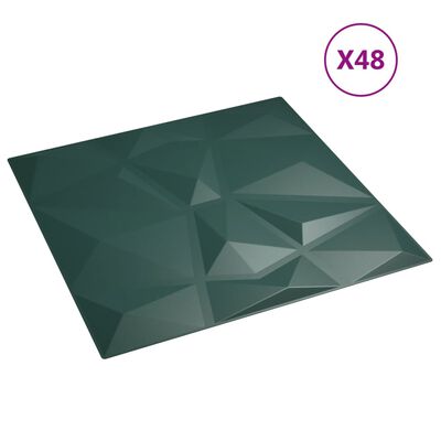 vidaXL Wall Panels 48 pcs Green 50x50 cm XPS 12 m² Diamond