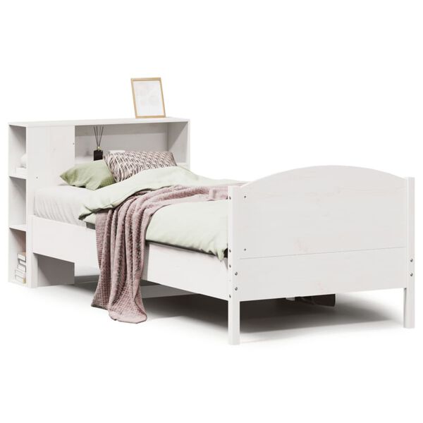 vidaXL Bookcase Bed without Mattress White 90x200cm Solid Wood Pine