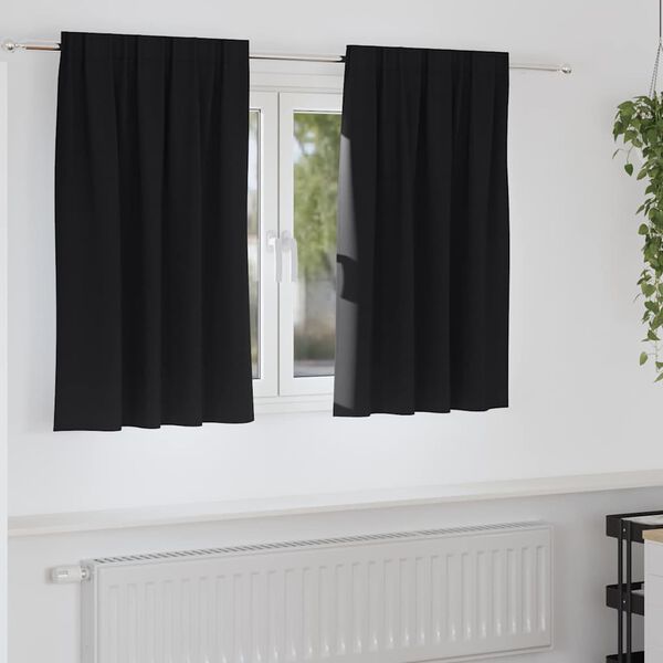 vidaXL Blackout Curtains with Rings 2 pcs Black 140 x 140 cm Polyester