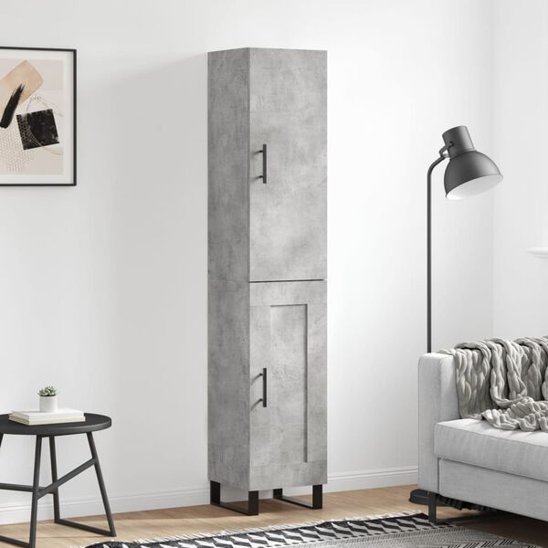 vidaXL Highboard Concrete Grey 34.5x34x180 cm Engineered Wood