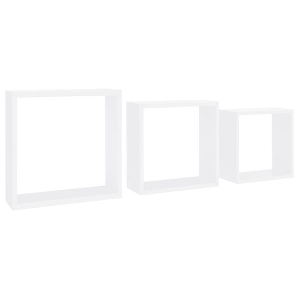 vidaXL Wall Cube Shelves 3 pcs White MDF