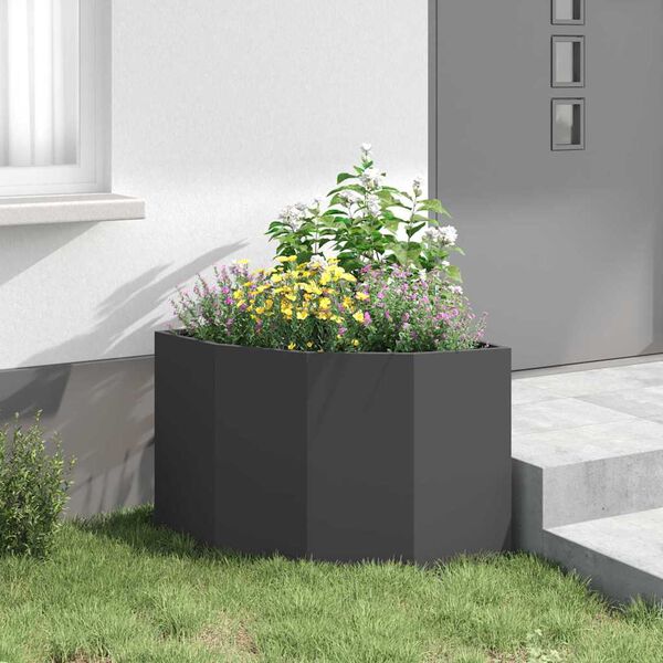 vidaXL Corner Planter Black 60 x 60 x 50 cm Steel