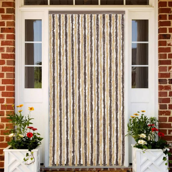 vidaXL Fly Curtain Dark Brown and Beige 100x220 cm Chenille
