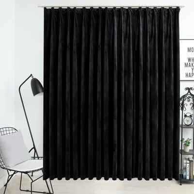 vidaXL Blackout Curtain with Hooks Velvet Black 290x245 cm