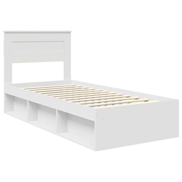 vidaXL Bed Frame with Headboard White 90 x 200 cm Solid Pine Wood