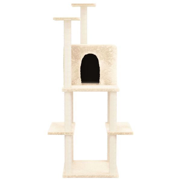 vidaXL Cat Tree with Sisal Scratching Posts Cream 144.5 cm
