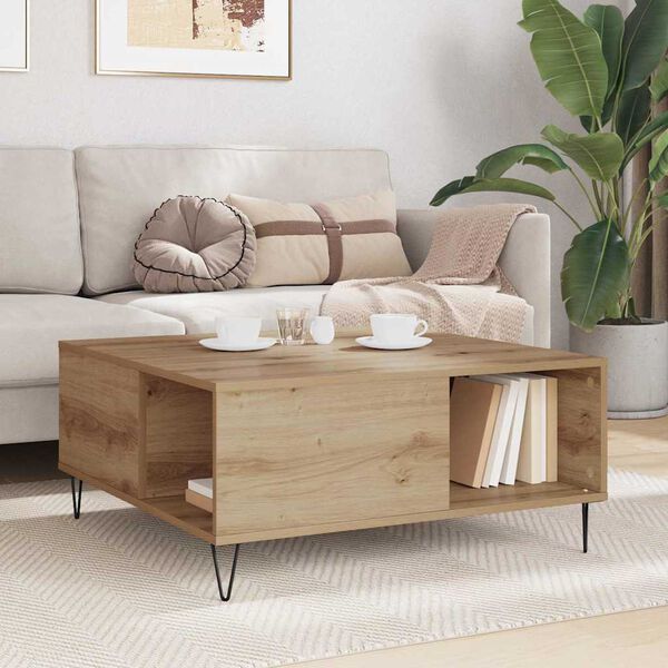vidaXL Coffee Table Artisan Oak 80 x 80 x 36.5 cm Engineered Wood
