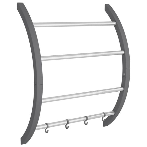 vidaXL Towel Rack with Hooks Silver 56x16x72 cm Aluminium