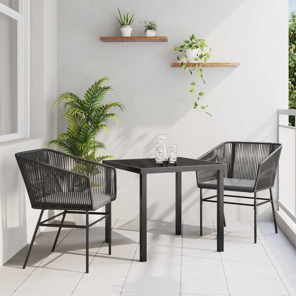 vidaXL Garden Dining Set 7 pcs Grey Poly rattan