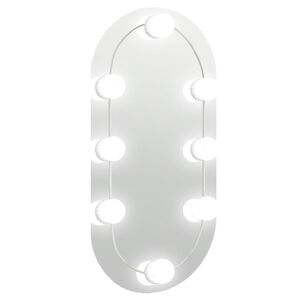 vidaXL Mirror With Led Light | Silver | Glass and Plastic | Medium | Oval Mirror