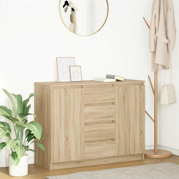 vidaXL Sideboard with Drawers Sonoma Oak 100.5x35x76 cm Engineered Wood