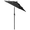 vidaXL 3-Tier Garden Parasol with Aluminium Pole Black 2 m