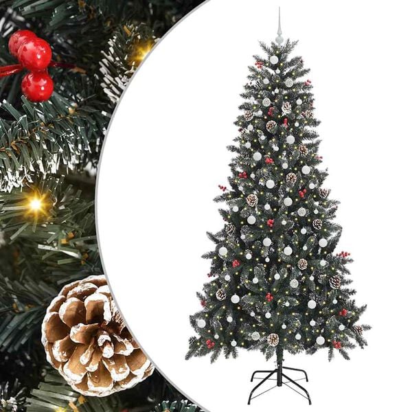vidaXL Artificial Christmas Tree with 300 LEDs with Stand Green 240 cm