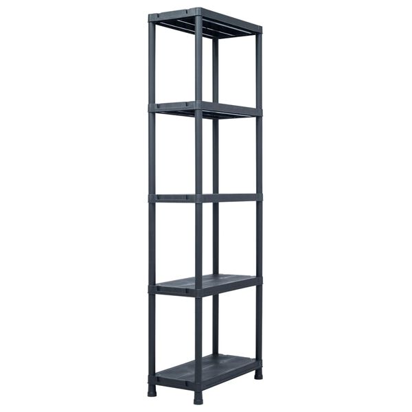vidaXL Storage Shelf Racks 5 pcs Black 125 kg 60x30x180 cm Plastic