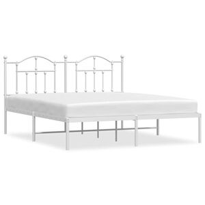 vidaXL Metal Bed Frame without Mattress with Headboard White 183x213cm
