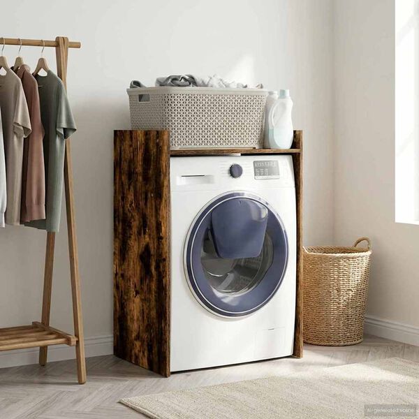 vidaXL Wash Machine Cabinet with Storage Smoked Oak 67.5 x 48 x 97 cm