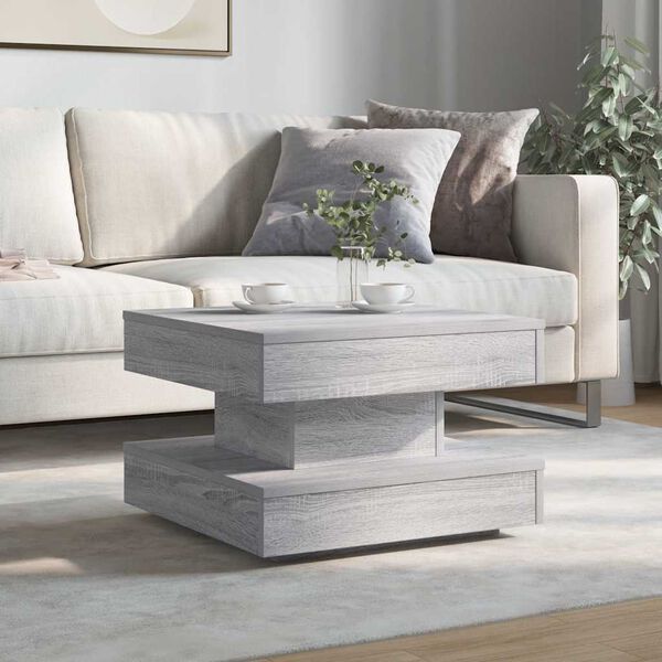 vidaXL Coffee Table 360-Degree Rotatable Grey Sonoma 50x50x34.5 cm