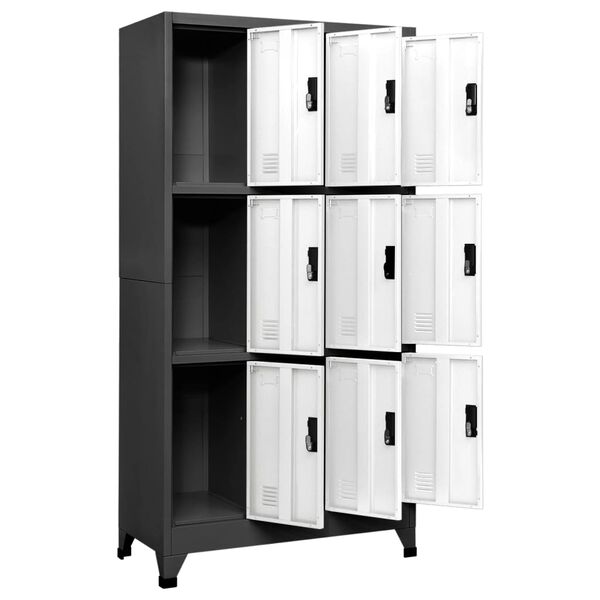 vidaXL Locker Cabinet Anthracite and White 90x45x180 cm Steel