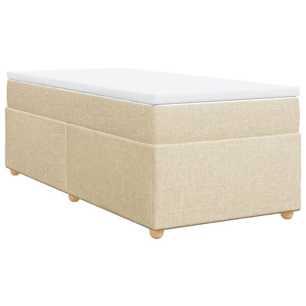 vidaXL Box Spring Bed with Mattress Cream 90x200 cm Fabric