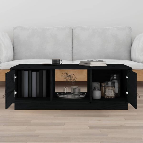 vidaXL Coffee Table Black 100x50x35 cm Solid Wood Pine