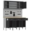 vidaXL Work Cabinet with Drawer 7 pcs Black Engineered Wood and Steel