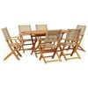 vidaXL 7 Piece Garden Dining Set Beige Poly Rattan and Solid Wood