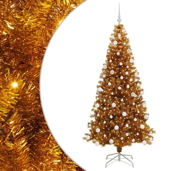vidaXL Christmas Tree with 300 LEDs with Stand Gold 180 cm PET
