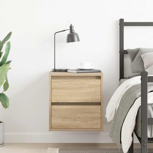vidaXL Wall-mounted Bedside Cabinet Sonoma Oak 38x34x40 cm