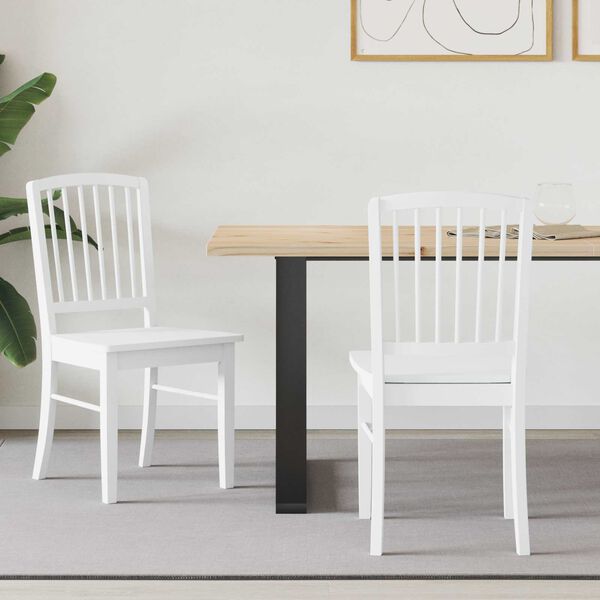 vidaXL Dining Chairs 2 pcs White 50 x 52.5 x 91 cm Solid Rubber Wood