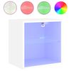 vidaXL Bedside Cabinets with LED Lights Wall-mounted 2 pcs White