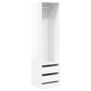 vidaXL Wardrobe with Drawers High Gloss White 50x50x200 cm Engineered Wood