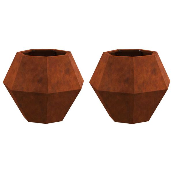 vidaXL Planter 2 pcs Rusty 50 x 50 x 40 cm Weathering Steel