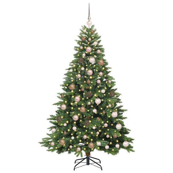 vidaXL Artificial Christmas Tree with 300 LEDs Green 180 cm PE and PVC