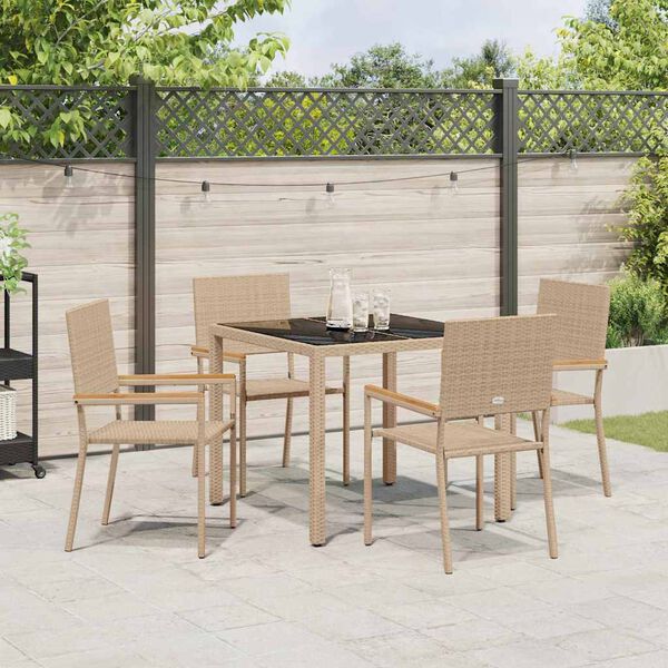 vidaXL Garden Dining Set 5 pcs Beige Poly Rattan
