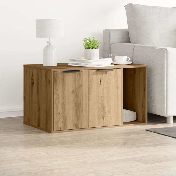 vidaXL Cat Litter Box Enclosure Artisian Oak 80x50x45 cm Engineered Wood