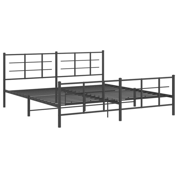 vidaXL Metal Bed Frame without Mattress with Footboard Black 200x200cm