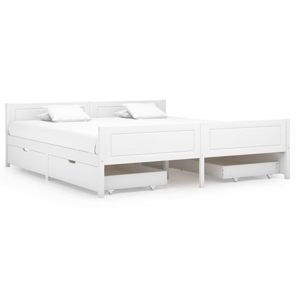 vidaXL Bed Frame without Mattress White Solid Wood Pine 180x200 cm Super King