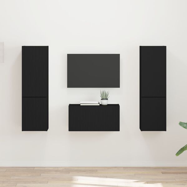 vidaXL TV Cabinet Set 5 pcs Black Engineered Wood