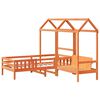 vidaXL Bed and Bench Set with Roof without Mattress Wax Brown 75x190 cm Small Single