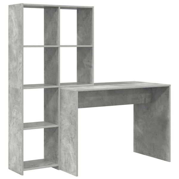 vidaXL Desk Concrete Grey 138.5 x 55 x 143 cm Engineered Wood