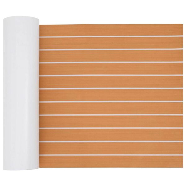 vidaXL Boat Mat Striped Brown with White 240 x 60 x 0.5 cm EVA foam