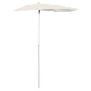 vidaXL Garden Half Parasol with Pole 180x90 cm Sand