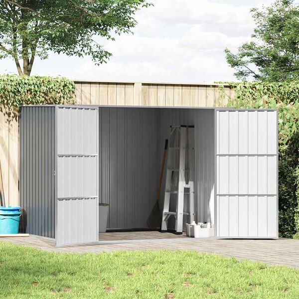 vidaXL Garden Shed Grey 195x198x159 cm Galvanised Steel