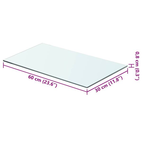 vidaXL Shelf Panel Glass Clear 60x30 cm