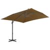 vidaXL Garden Parasol with Portable Base Taupe
